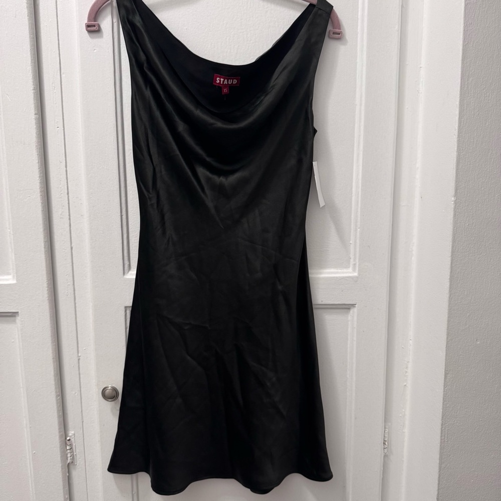 Staud Black Cowl Neck Mini Dress
